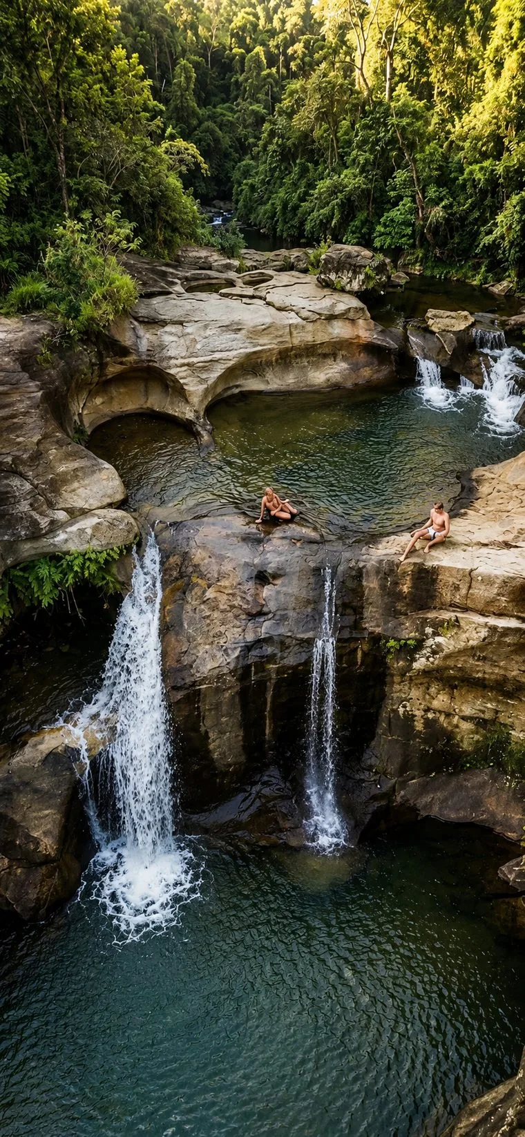 Hidden waterfall and natural pool in Sri Lanka